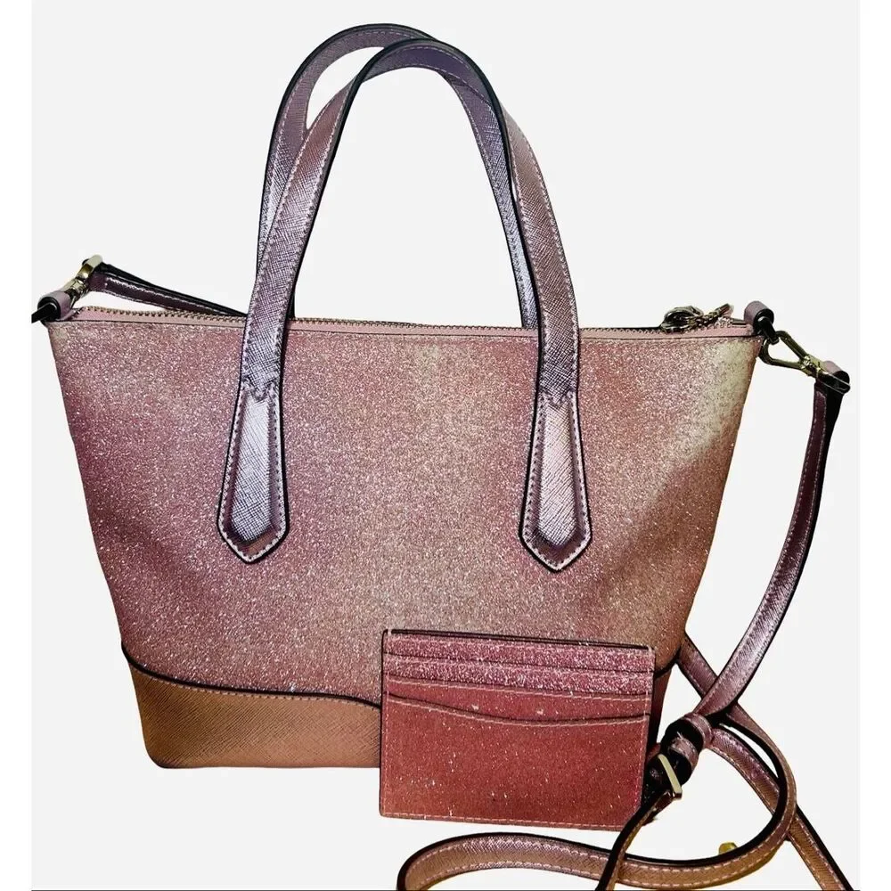 Kate Spade NY Pink Lola Glitter Tote and Wallet *SET* - Picture 4 of 10
